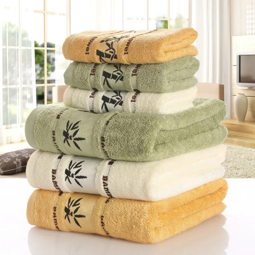 Cloth Face Mask Washable - Bamboo Fiber Towels Set Home Bath
