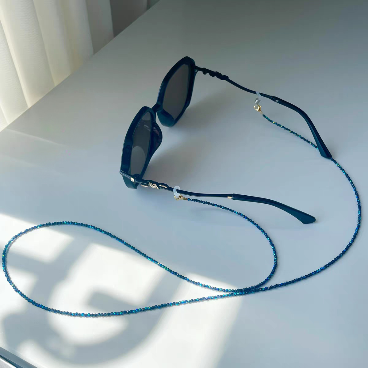 Mask Chain Holder - Eyeglasses Chain Sparkling Blue Zircon Beaded