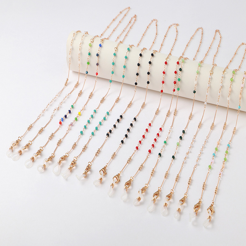 Mask Chain Holder - Simple Love Block Natural Stone Charm