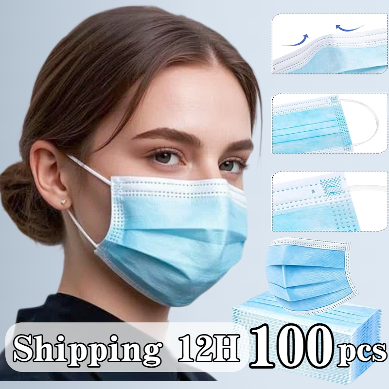 Disposable Mask Blue - 100pcs blue disposable protective mask -3