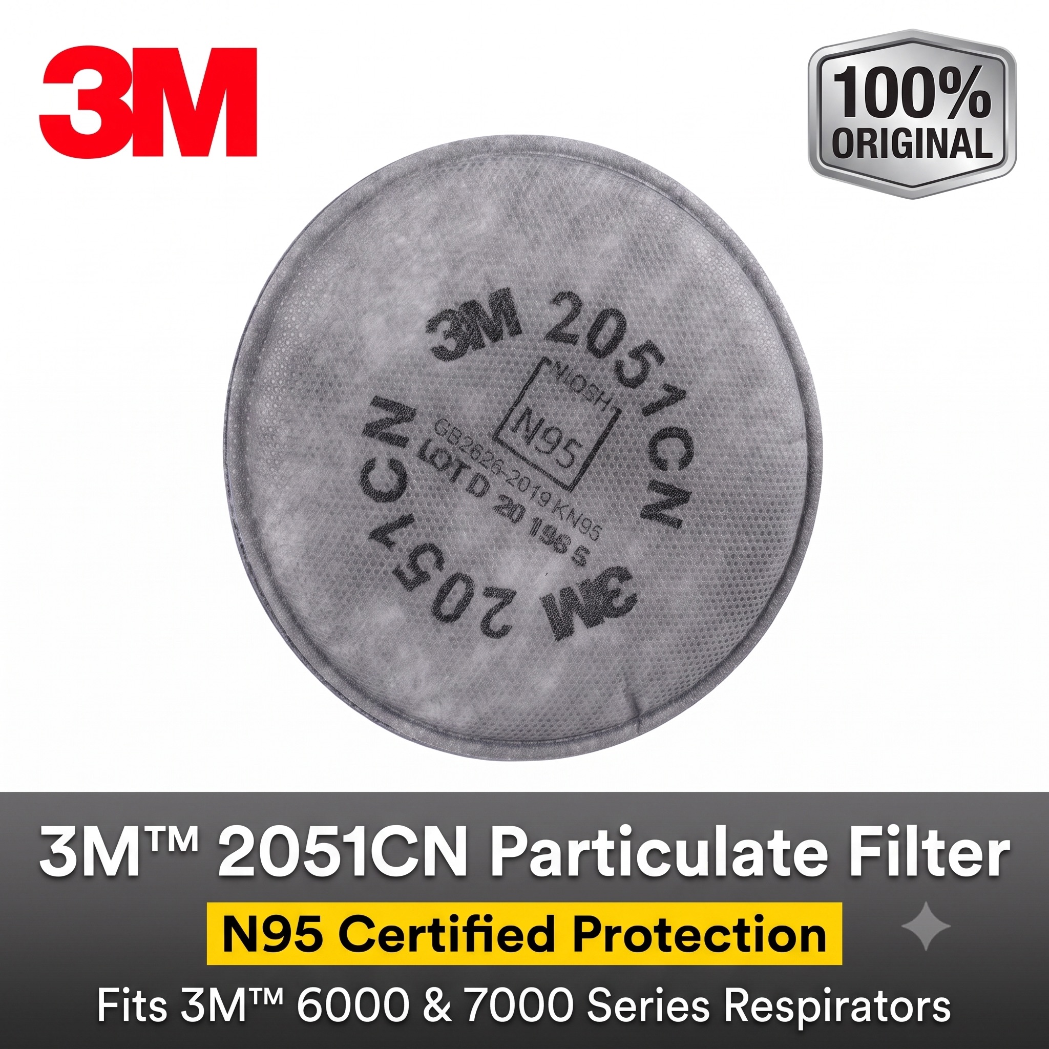 Filter Replacement N95 - 3M 2051CN N95 Particulate Filter Cotton
