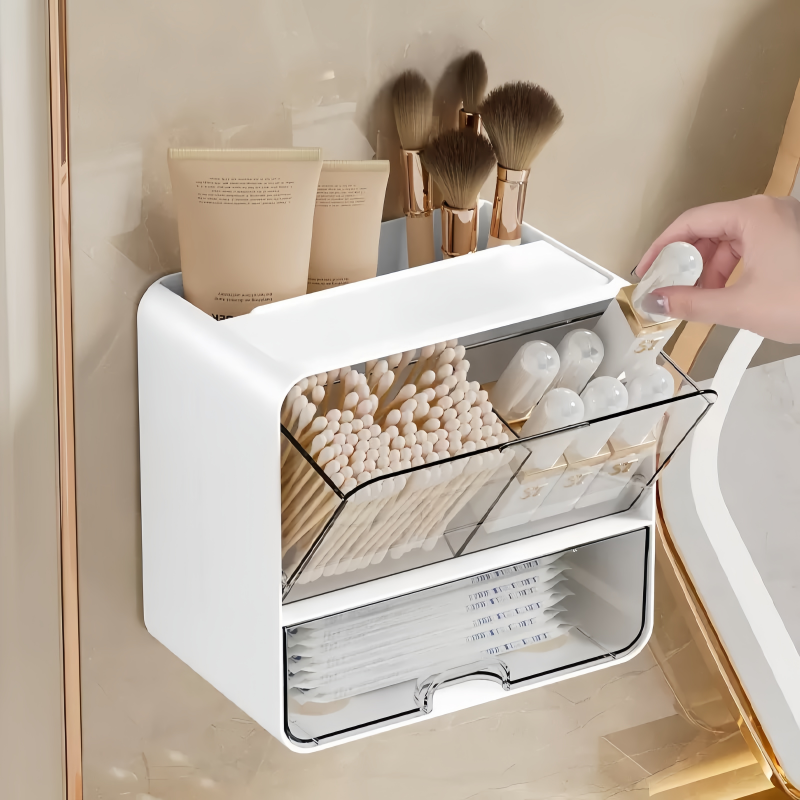Face Mask Storage Box - 8-Piece Set, One Wall-Mounted and Countertop