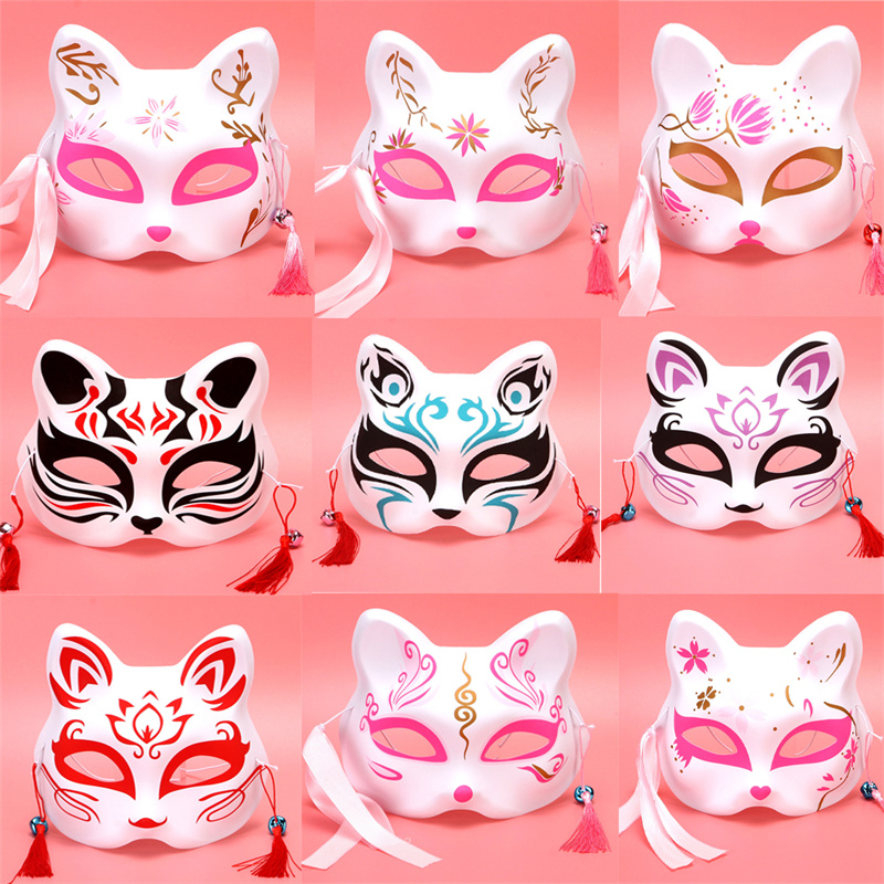 Respirator Half Face - Japanese Fox Mask Half Face Hand-Painted