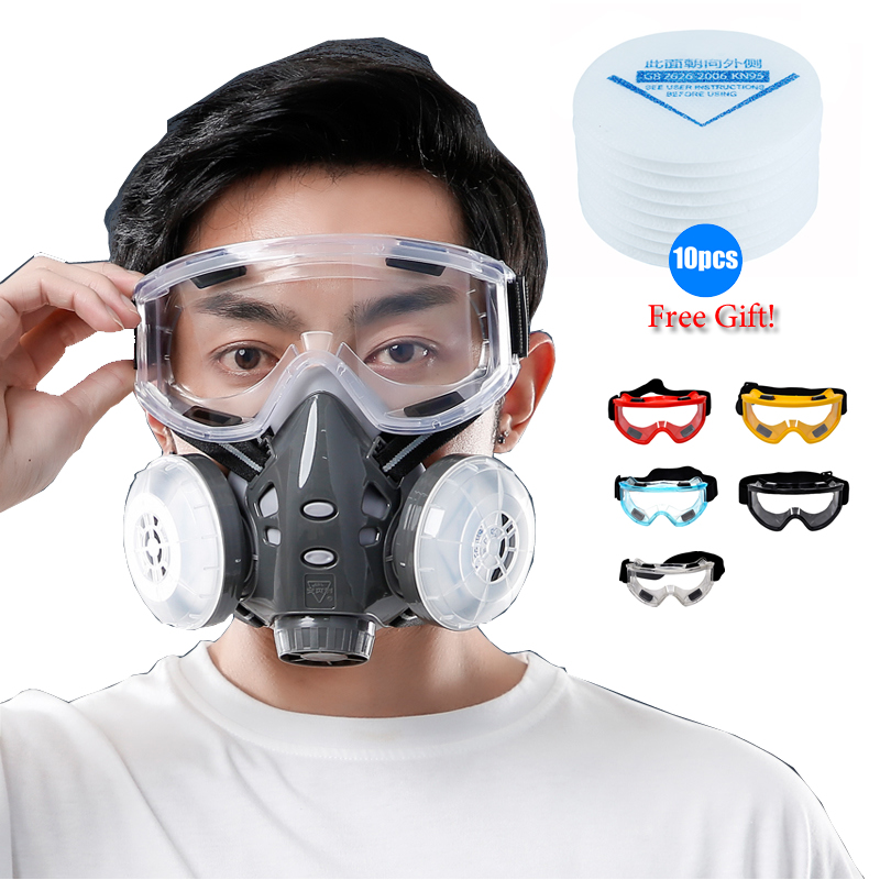 Kn95 Respirator Mask - Half Face Dust Mask Safety Goggles
