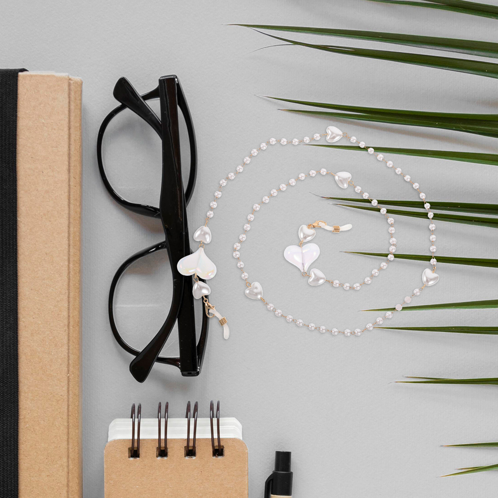 Mask Lanyard Adjustable - Trendy Heart-Shaped Mask Chain Simulation Pearl