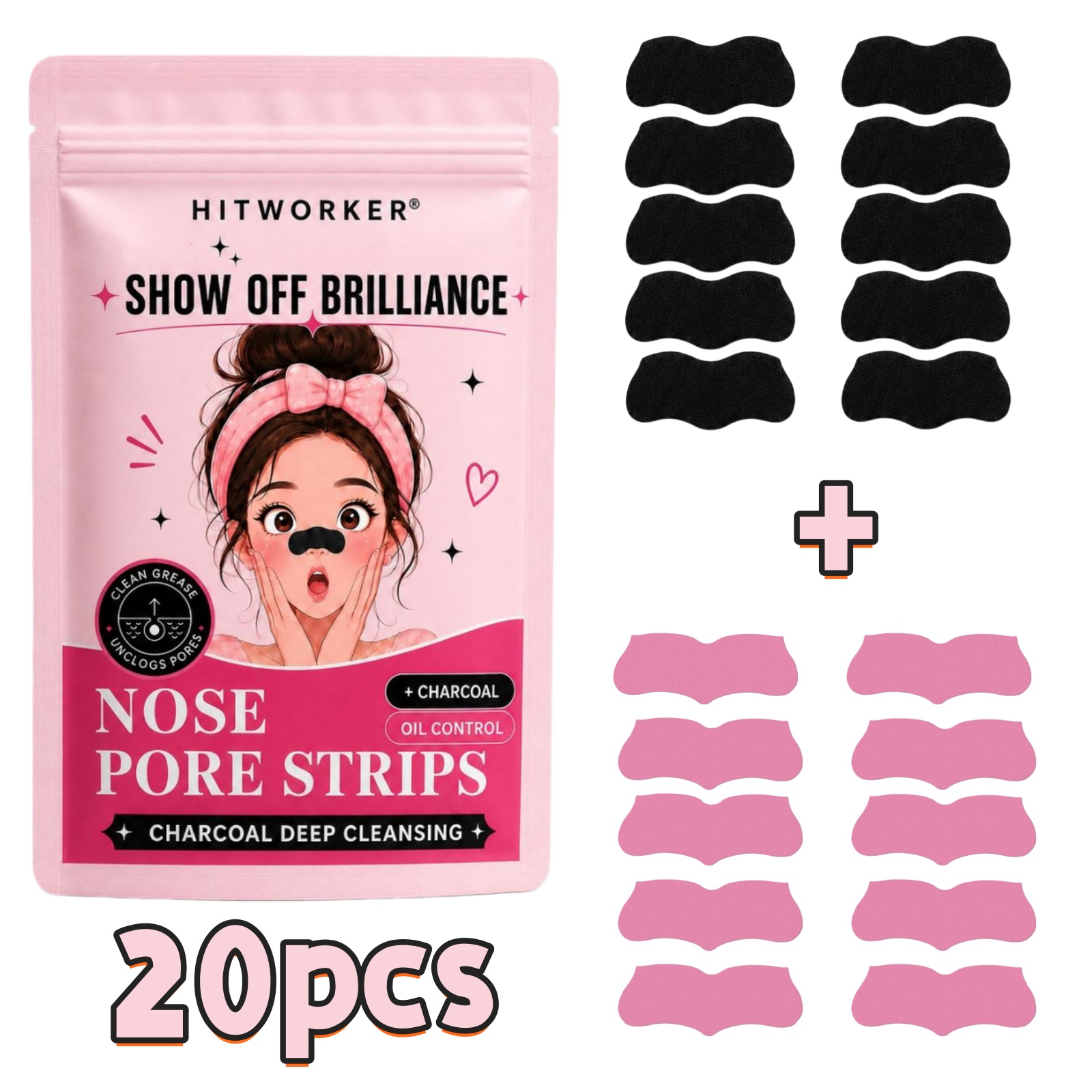 Black Face Mask Pack - 10/20Pcs Black & Pink Blackhead Remover