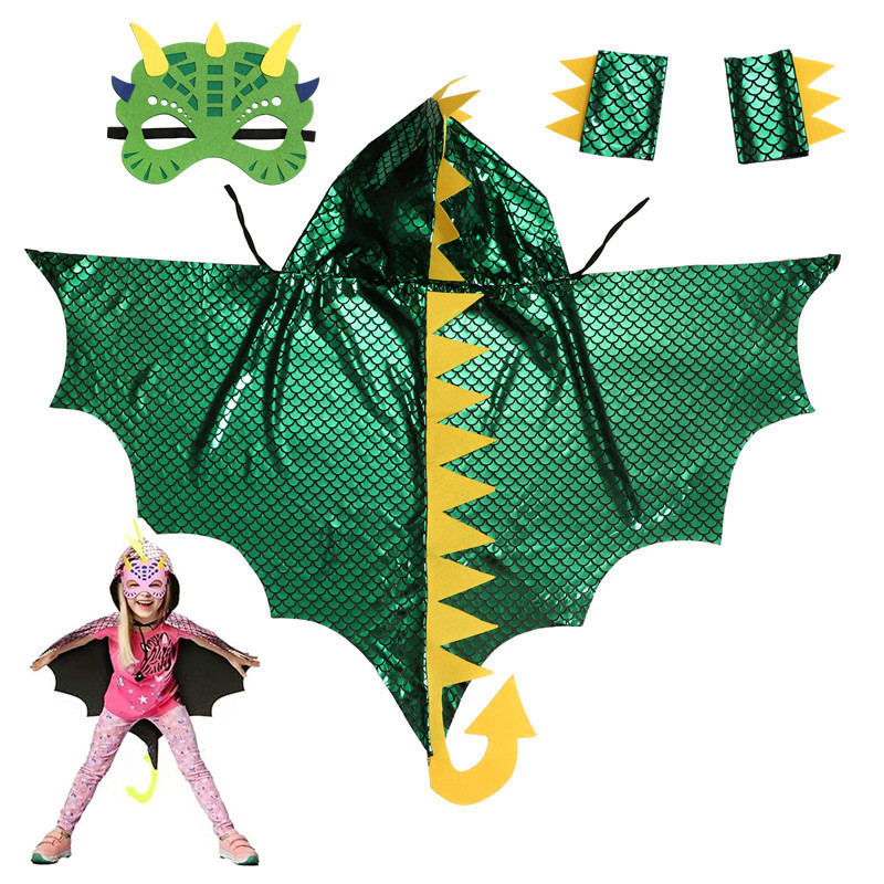 Child Green Dinosaur Cloak wit - đánh giá và giá Kids Face Mask