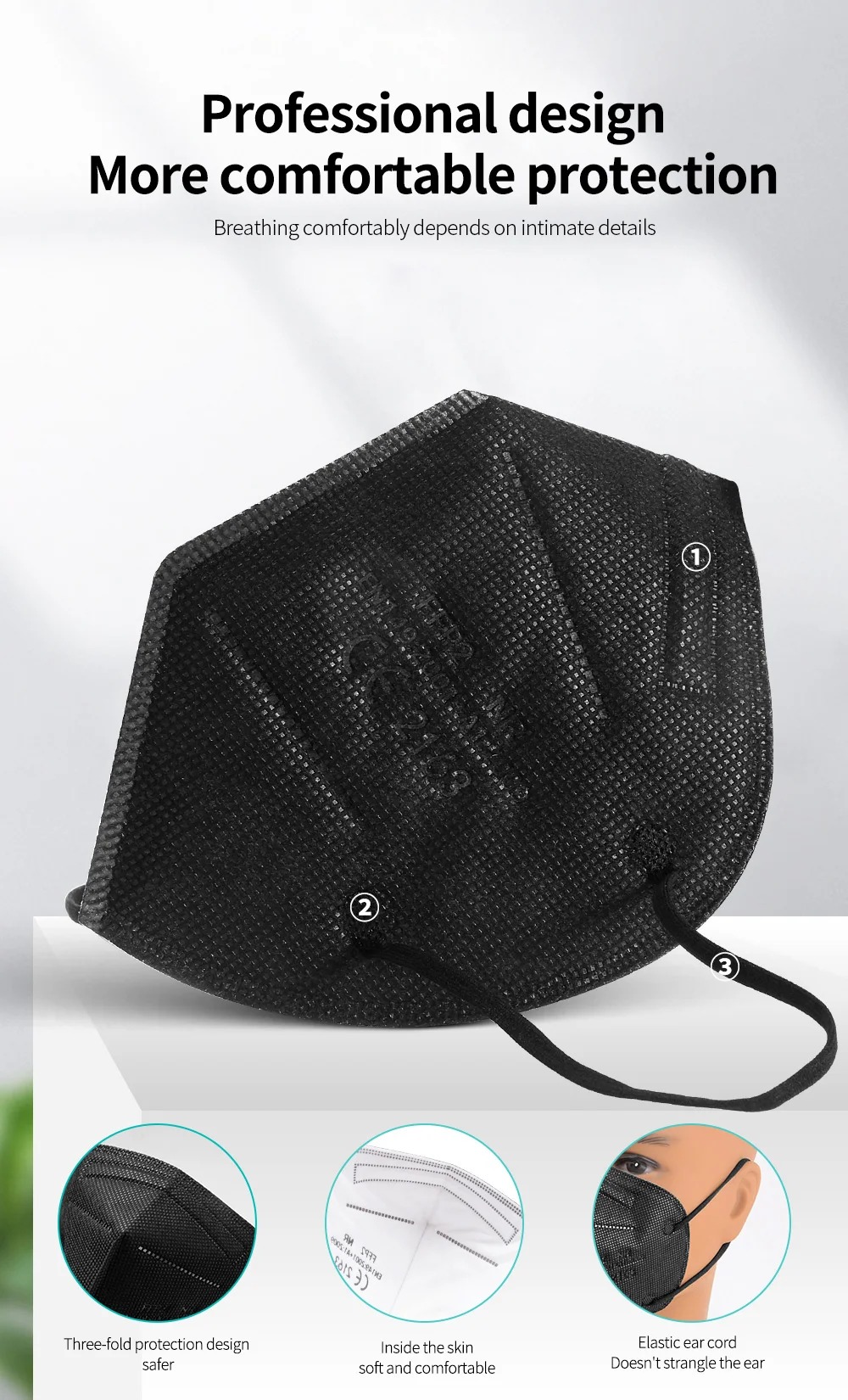 5Layer FFP2 Masks CE Approve K - đánh giá và giá Black Face Mask Pack