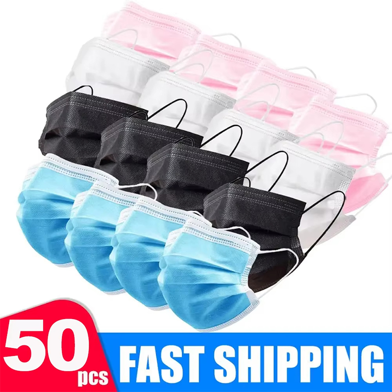 50Pcs Unisex 3-layer Mask Face - đánh giá và giá Disposable Mask Blue
