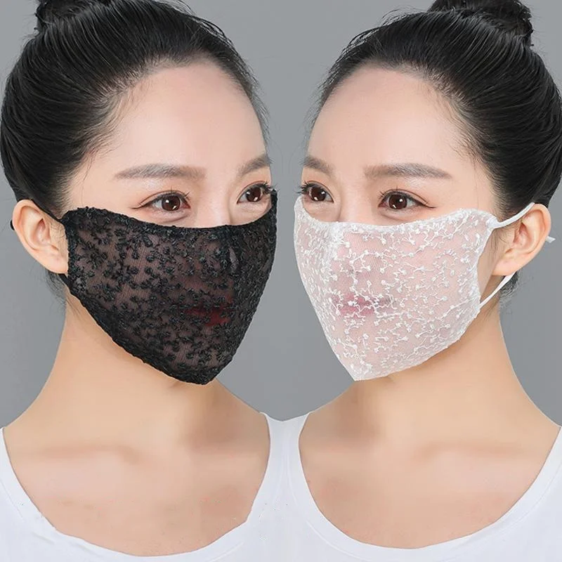 1/2pc Black White Lace Face Ma - đánh giá và giá Cloth Face Mask Washable