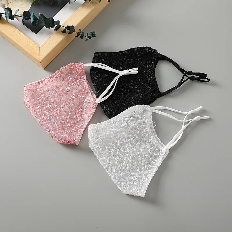 1/2pc Black White Lace Face Ma - đánh giá và giá Cloth Face Mask Washable
