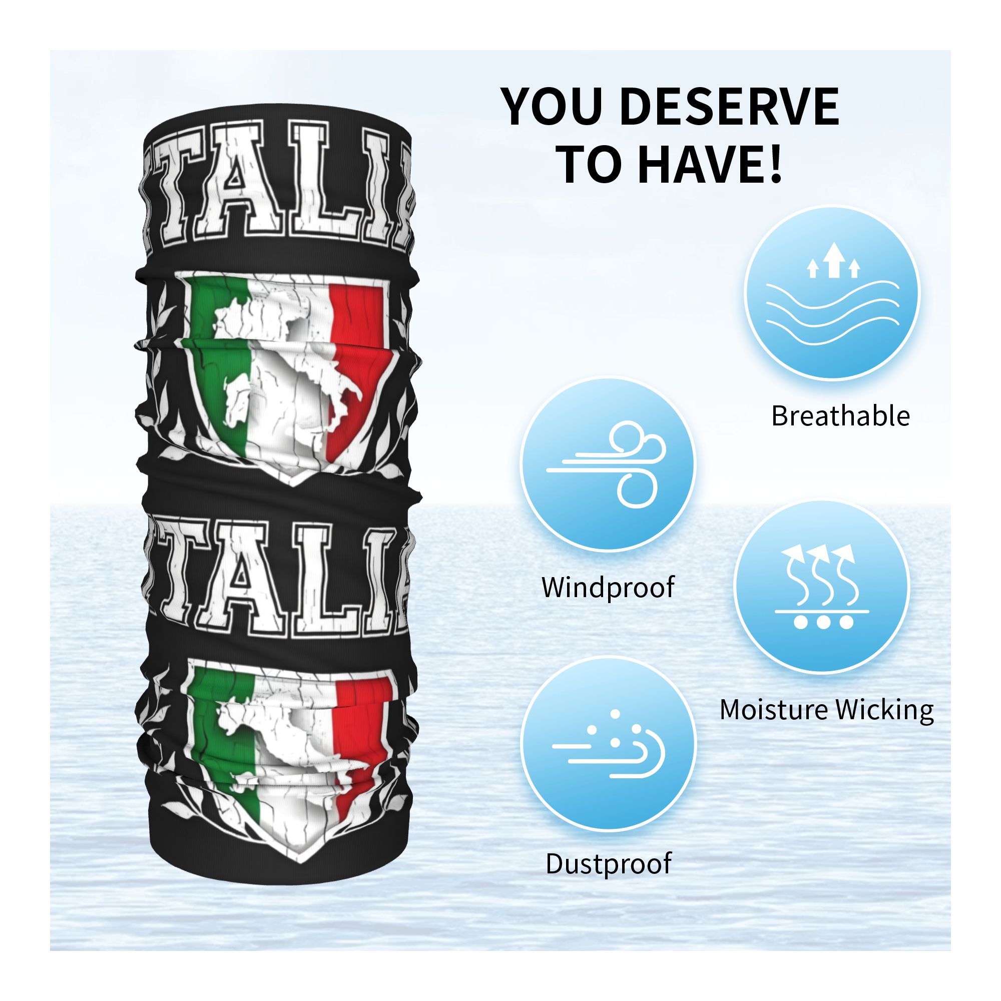 Custom Italy Flag Bandana Neck - đánh giá và giá Neck Gaiter Face Cover