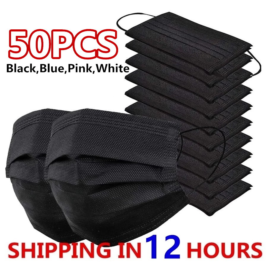 Masks 3-layer Mask Face Masks  - đánh giá và giá Black Face Mask Pack