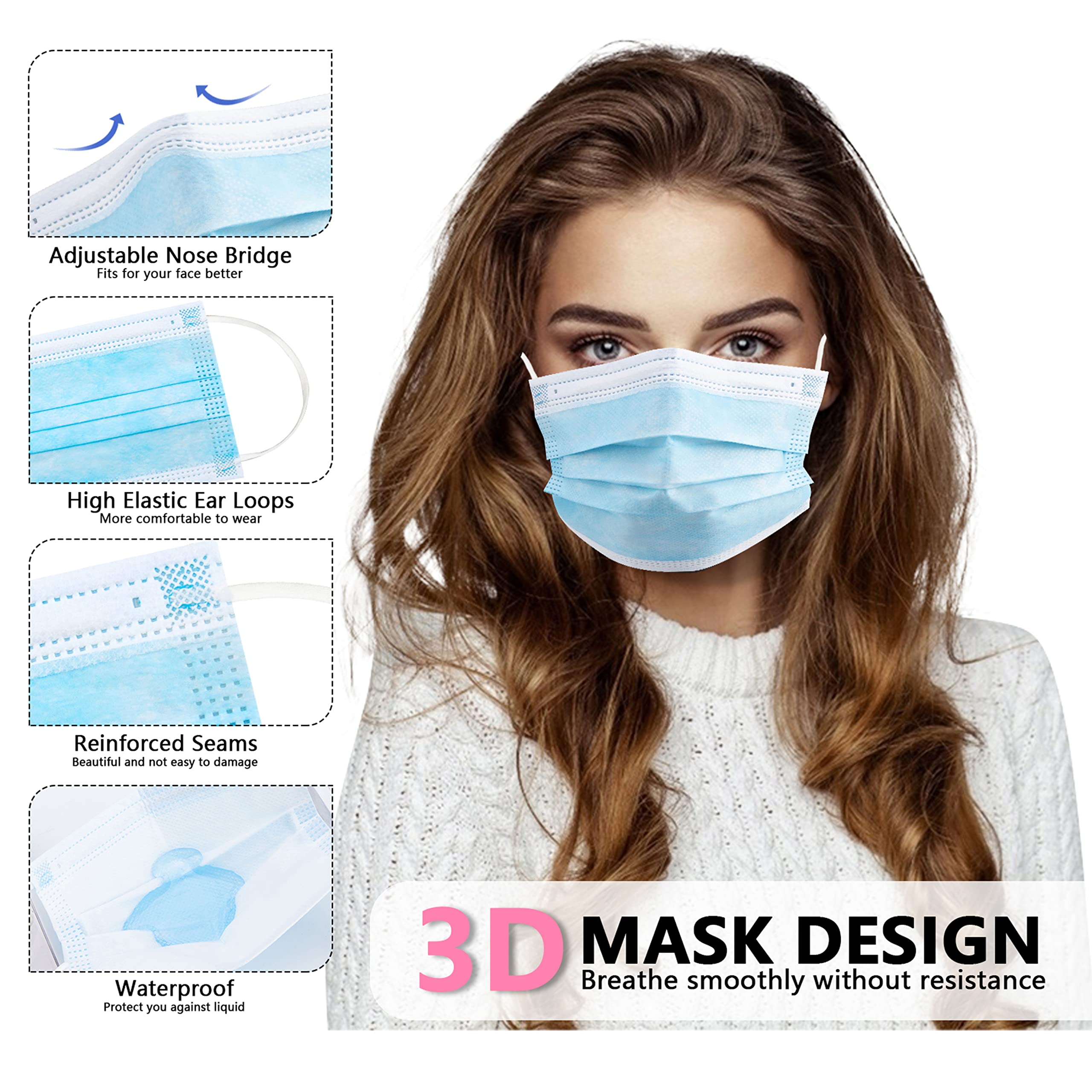 50/100 PCS Box Blue Face Masks - đánh giá và giá Disposable Mask Blue