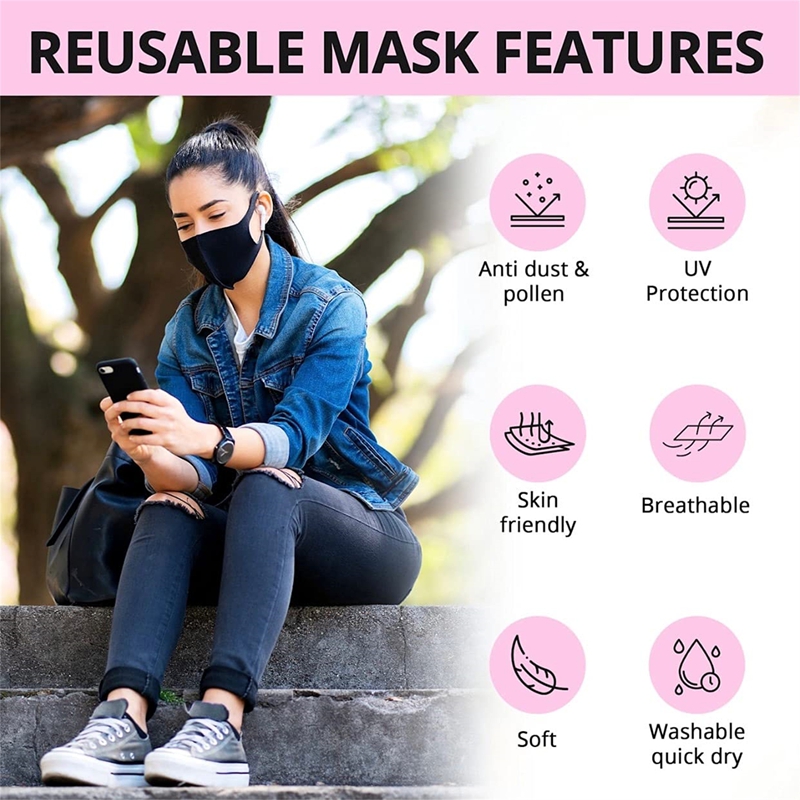 5/10PCS Fashion Solid Earloop  - đánh giá và giá Cloth Face Mask Washable