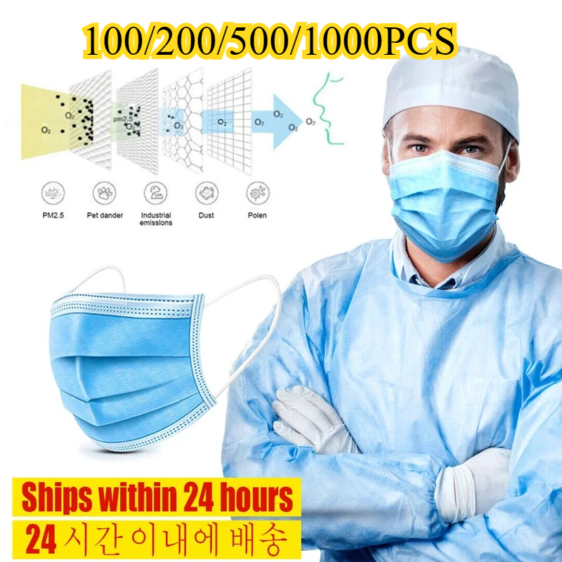 3-Layer Disposable Face Mask-A - đánh giá và giá Disposable Mask Blue