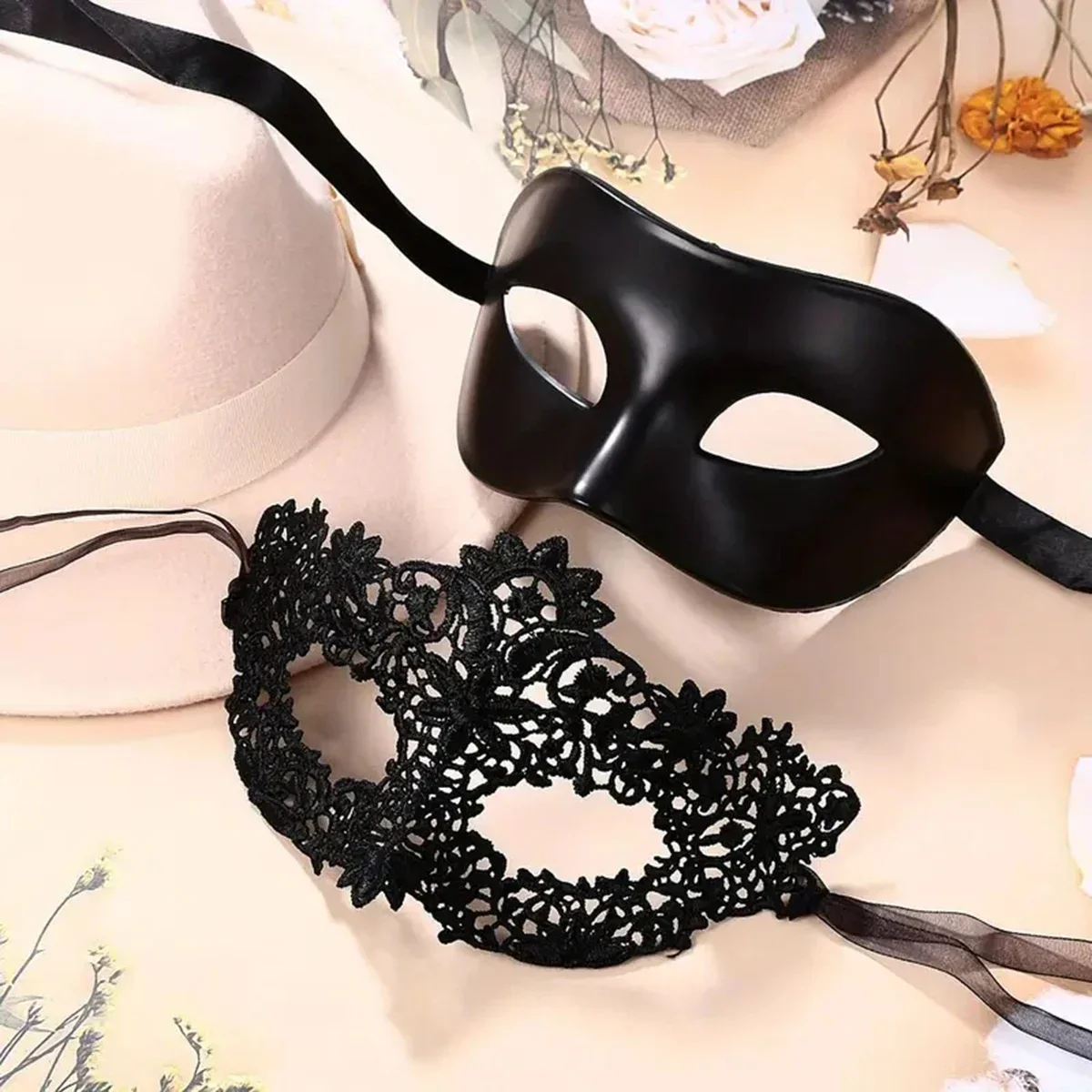 2pcs Elegant Black Lace Masque - đánh giá và giá Black Face Mask Pack