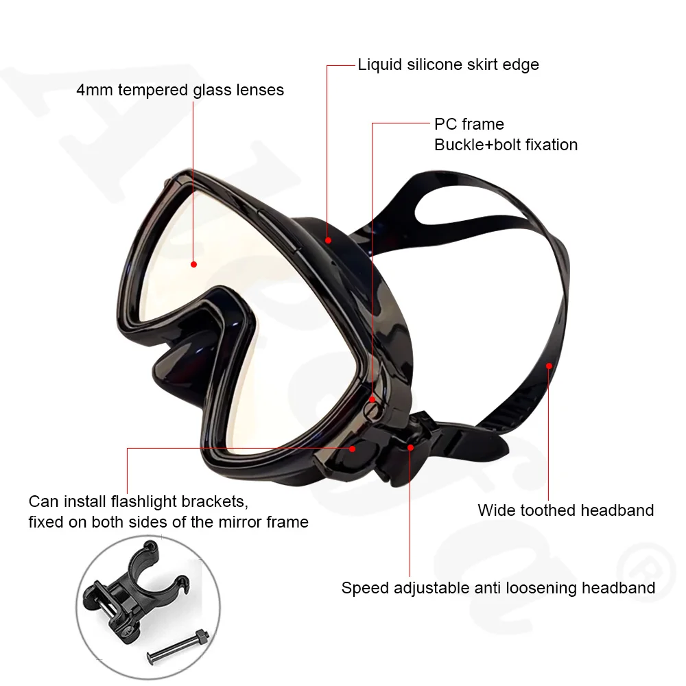 Scuba Diving Mask with flashli - đánh giá và giá Silicone Mask Bracket