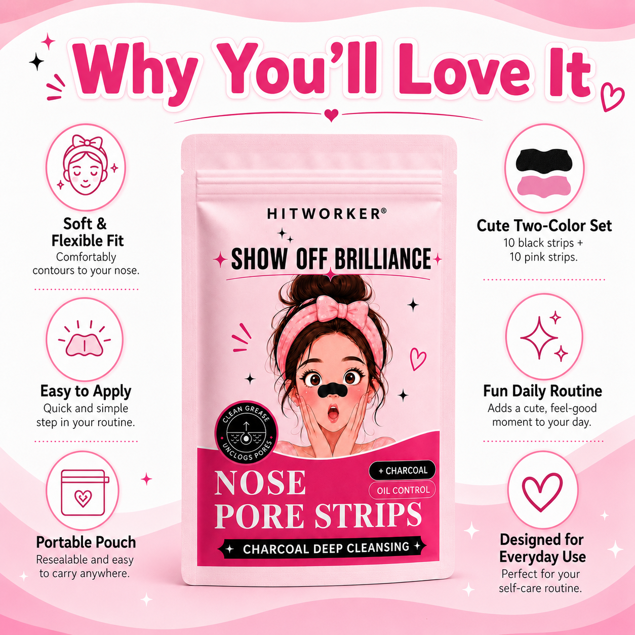 10/20Pcs Black & Pink Blackhea - đánh giá và giá Black Face Mask Pack