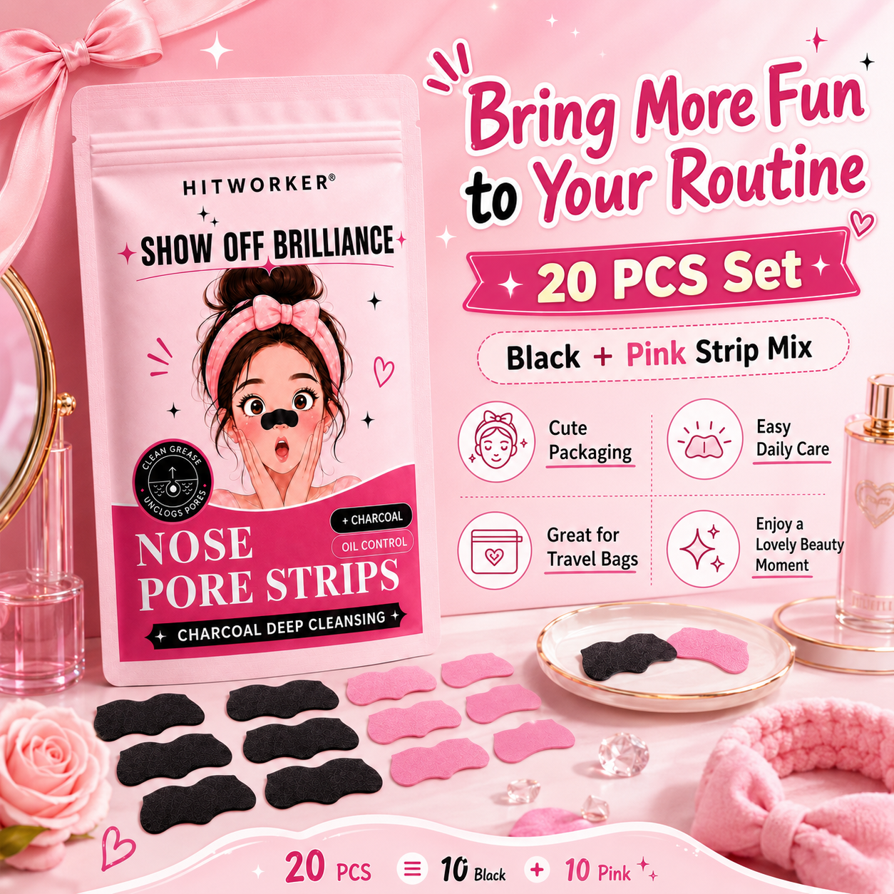 10/20Pcs Black & Pink Blackhea - đánh giá và giá Black Face Mask Pack